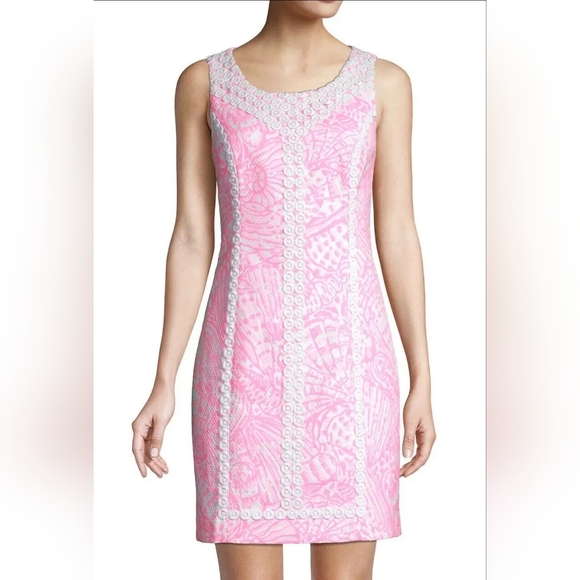 Lilly Pulitzer Macfarlane Pelican Pink Sea Cups Seashell Nautical Preppy Dress - Picture 6 of 7